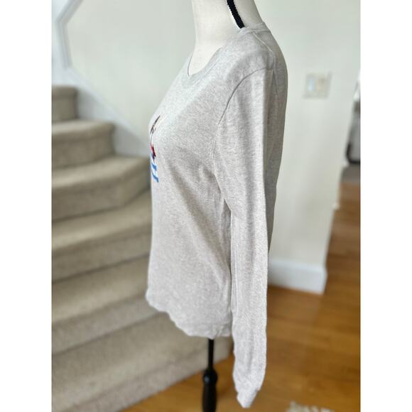 J.Crew Factory Light Grey Frenchie Bulldog Sequin Scarf Sweater - Picture 4 of 7